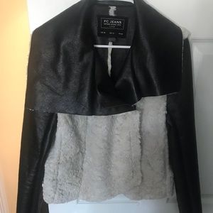 French Connection faux-fur and leather jacket